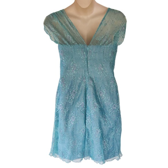 Samy Gicherman Couture Blue Lace MOB Cocktail Dress XL - Picture 4 of 6